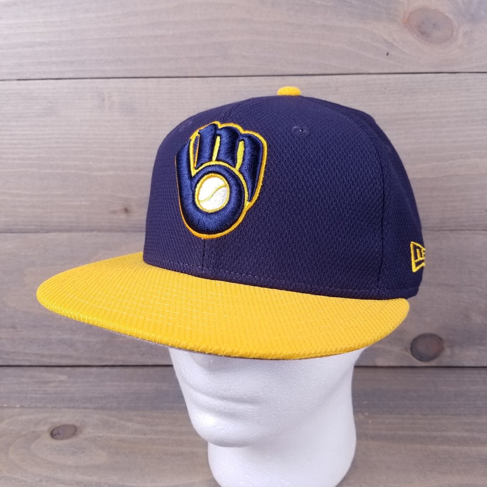 Milwaukee Brewers Hat New Era 59Fifty Fitted 7 1/8 Blue Yellow Two Tone Cap